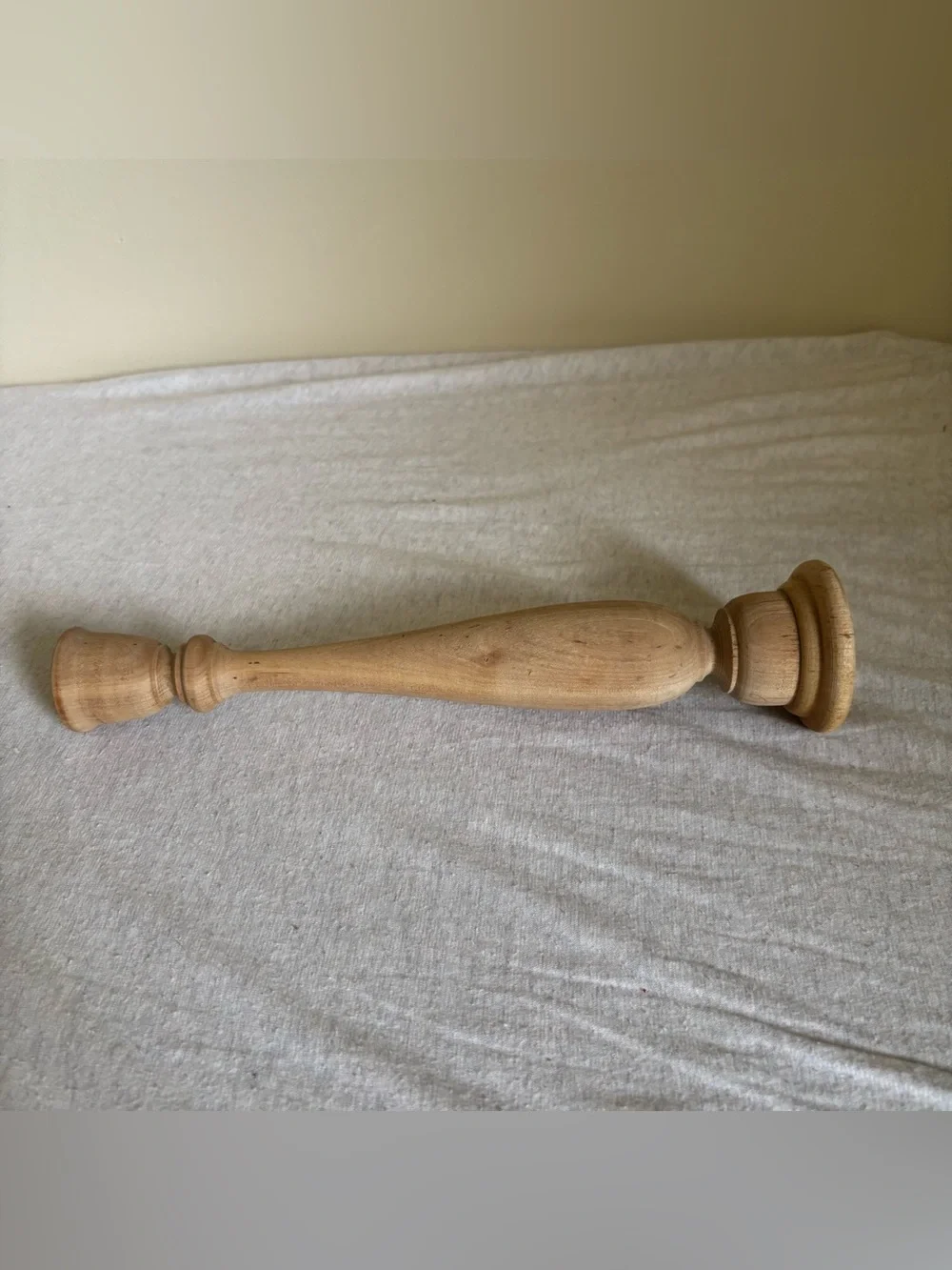 Sculptural Natural Wood Turned Candlestick Holder 11” Primitive Rustic Decor